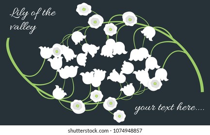 Lily of the Valley. Vector Illustration with Spring Flowers. Beautiful Template with Convallaria Flowers. May Lily in Hipster Style for Spring Design, Card, Greeting, Invitation, Wedding, Poster.