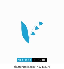 Lily of the valley vector. Isolated blue icon on white background.