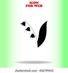 Lily of the valley web icon. Black illustration on white background