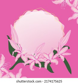 a lily vector illustration background with pink colour petals ready to be edited for greetings and invitations.beautiful romantic template for wedding,valentines greeting,postcard.