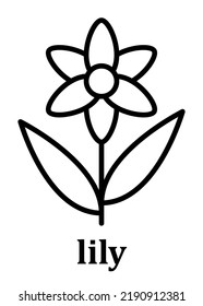 Lily vector linear icon. Lily flower petal line and branch with leaves. Simple minimal illustration linear style for mobile concept, web design and more. Pixel perfect vector graphics.