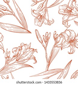 lily vector sketch seamless background