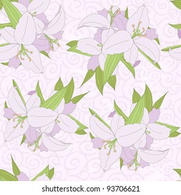 Lily`s seamless pattern grunge vector