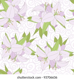 Lily`s seamless pattern vector