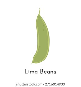 Ilustração do vetor do feijão de Lima. Desenho animado Lima Bean Clipart, Vegetal em Estilo Plano. Também chamado Butter Bean, Sieva, Double ou Madagascar Bean. Conceito de leguminosas. Design de vetor vegetal comum