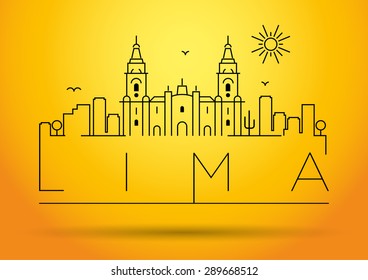 Lima City Line Silhouette Typographic Design