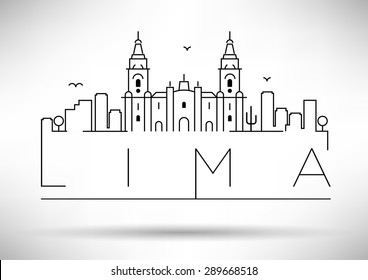 Lima City Line Silhouette Typographic Design