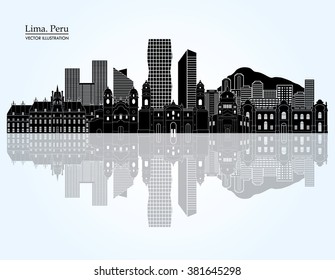 Lima City Line Silhouette. Vector illustration