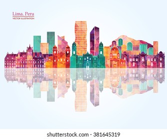 Lima City Line Silhouette. Vector illustration