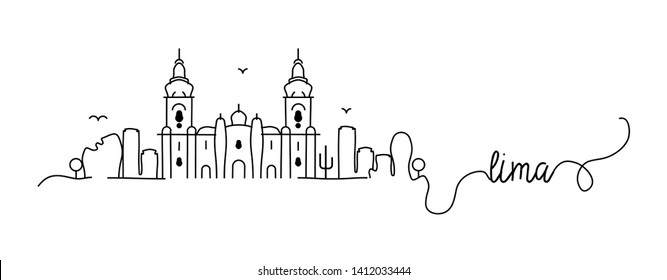 Lima City Skyline Doodle Sign