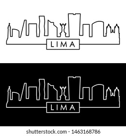 Lima city skyline. Linear style. Editable vector file.