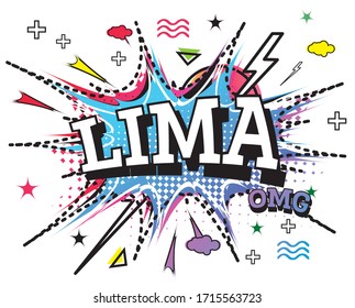 Lima Comic Text in Pop Art Style Isolated on White Background. Vector Illustration.