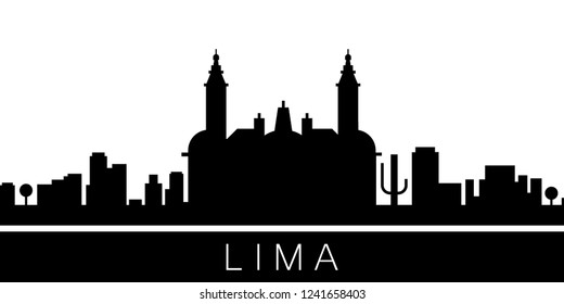 Lima detailed skyline. Vector postcard illustration