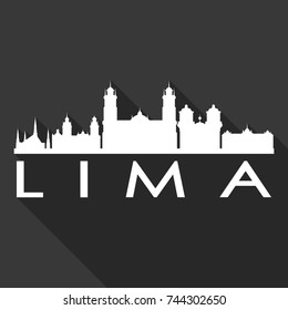 Lima Flat Icon Skyline Silhouette Design City Vector Art Famous Buildings.