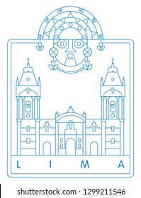 Lima landmark, Peru vector illustration and typography design