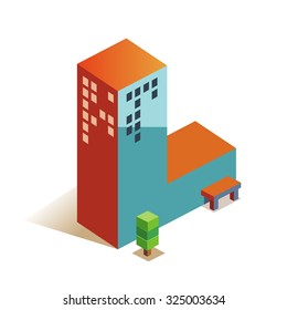 Lima latin alphabet letter in skyscraper shape