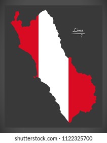 Lima map with Peruvian national flag illustration