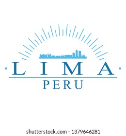 Lima Peru. Banner Design. City Skyline. Silhouette Vector. Famous Monuments.