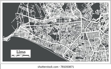 Lima Peru Stadtplan im Retro-Stil. Vektorgrafik. Übersicht.