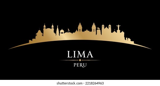 Lima Peru city skyline silhouette. Vector illustratio