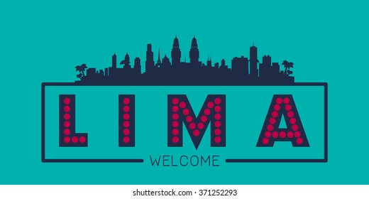 Lima Peru city skyline silhouette vector design