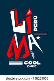 lima peru cool dude,t-shirt print poster vector illustration