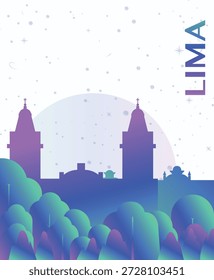 Lima, Peru Farbverlauf futuristische Poster. Vektor Wahrzeichen abstrakte Silhouette Grafik für Broschüre, vertikale Seite, Broschüre, Abdeckung