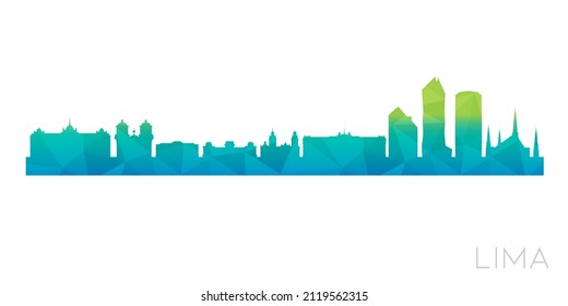 Lima, Peru Low Poly Skyline Clip Art City Design. Geometric Polygon Graphic Horizon Icon. Vector Illustration Symbol.