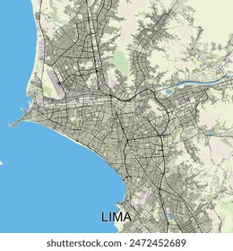 Lima, Peru map poster art