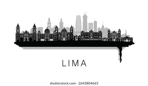 Lima com horizonte do Peru Silhueta preta.
