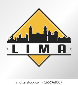 Lima, Peru Skyline Logo. Adventure Landscape Design Vector Illustration.