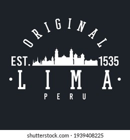 Lima, Peru Skyline Original. Ein Logotype Sports College und Universitätsstil. Illustration Design-Vektorgrafik.