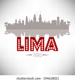 Lima Peru skyline silhouette design, vector illustration.