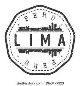 Lima, Peru Stempel Skyline Postmark. Silhouette Postkarte. City Round Vector Icon. Vintage Postage Design.