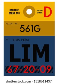 Lima realistically looking airport luggage tag