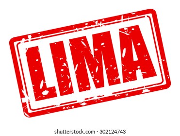 Lima red stamp text on white