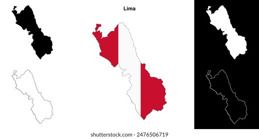 Lima Region Umriss Karte gesetzt