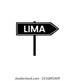 Straßenschild Lima. Städtename auf schwarzen Verkehrsschildern Board Design Vektorgrafik.