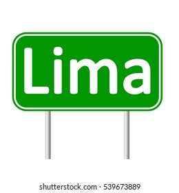 Lima road sign isolated on white background.