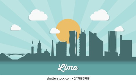 Lima skyline - flat design - vector illustration