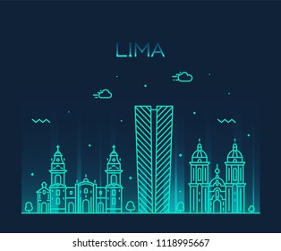 Lima Skyline, Peru. Trendige Vektorgrafik, linearer Stil