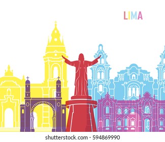 Lima-Skyline-Pop in einer bearbeitbaren Vektorillustration