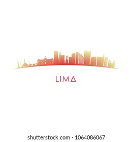 Lima skyline silhouette. Vector design colorful illustration.