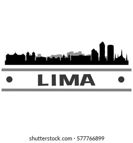 Lima Skyline Stamp Silhouette Digital City Design Art