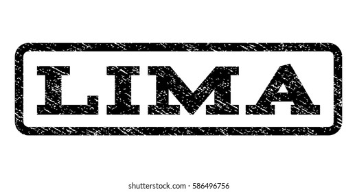 Lima watermark stamp. Text tag inside rounded rectangle frame with grunge design style. Rubber seal stamp with unclean texture. Vector black ink imprint on a white background.