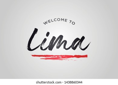 Lima Welcome To Word Text with Creative Handwritten Font Design Vector Illustration. - Vector