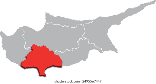 LIMASSOL MAP ADMINISTRATIVE DISTRICT OF CYPRUS 3D ISOMETRIC MAP