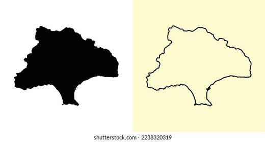 Limassol map, Cyprus, Europe. Filled and outline map designs. Vector illustration
