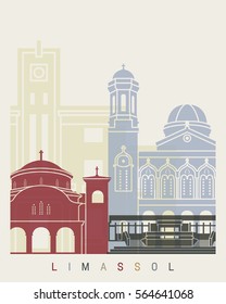 Limassol skyline poster in editable vector file