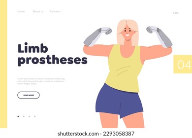 Limb prosthesis for people after amputation operation landing page website online medical service